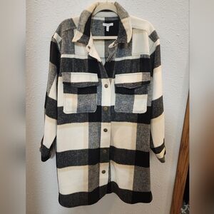 Maurices Black and Cream Plaid Utility Jacket